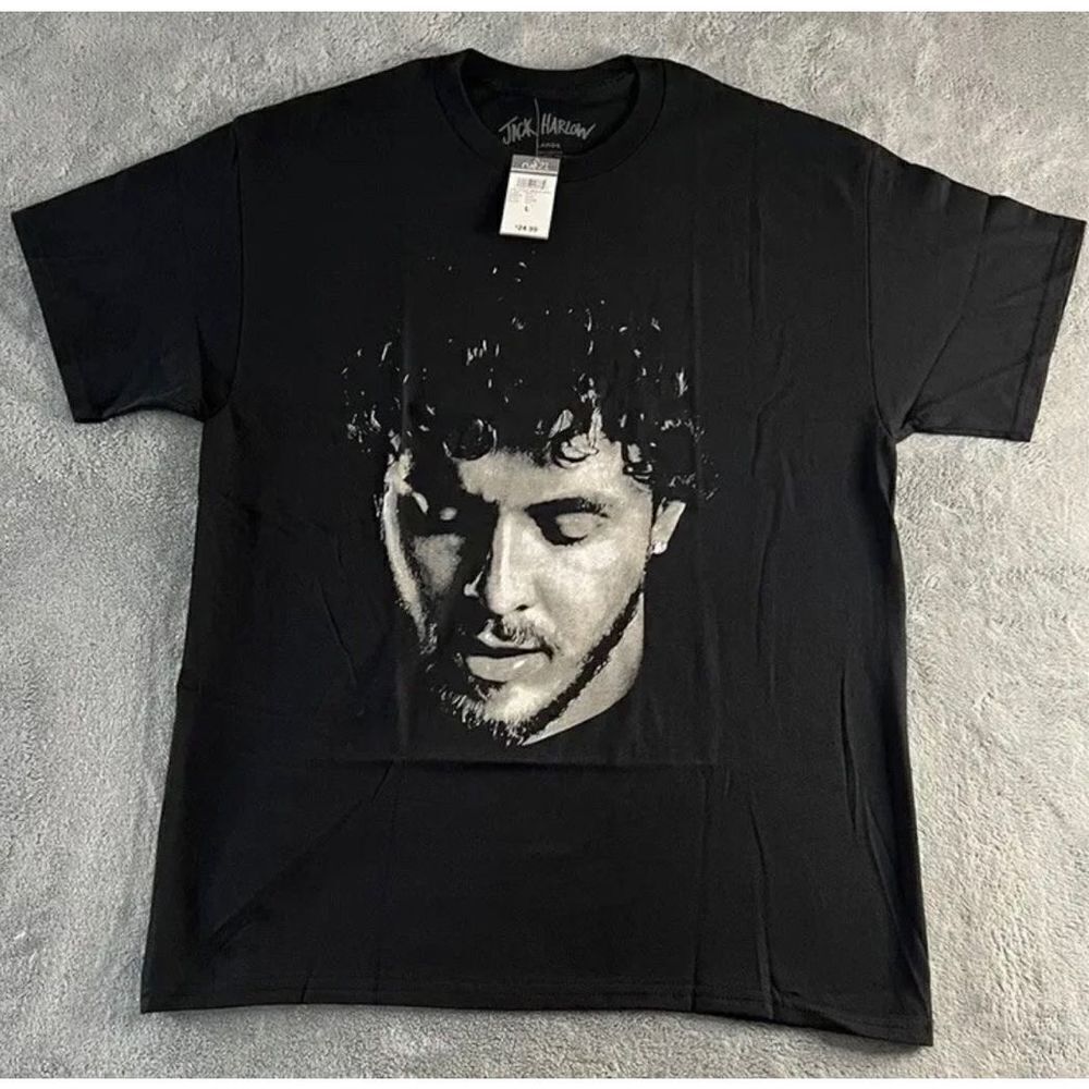 Jack Harlow Portrait Graphic T-shirt Brand New Black- Size-Large‎